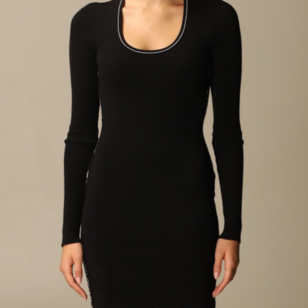 OFF!-WHITE Black Street Logo Fitted Dress